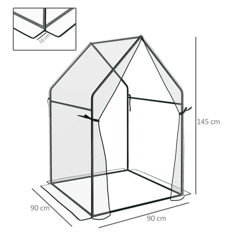 Rootz Greenhouse - Cold Frame Greenhouse - Film Greenhouse - Mini Greenhouse - Steel - Plastic - Transparent + Black - 90 cm x 90 cm x 145 cm