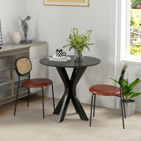 Rootz Dining Table - Kitchen Table - Round Table - Modern Design - Powder-coated Steel - Black - 78 cm x 78 cm x 75 cm