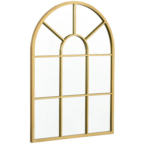 Rootz Wall Mirror - Window Mirror - With Metal Frame - Wall Decoration - Gold - 70 x 2 x 50 cm