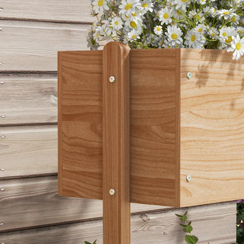 Rootz Raised Bed - 3 Flower Boxes - Weatherproof - Drainage Holes - Inner Lining - Natural Wood Frame - 108 x 80 x 140cm