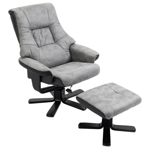 Rootz Relaxation Chair With Stool - 360° Rotatable - 135° Tiltable - Recliner Chair - Breathable Cover - Gray - 78 x 82.5 x 109 cm