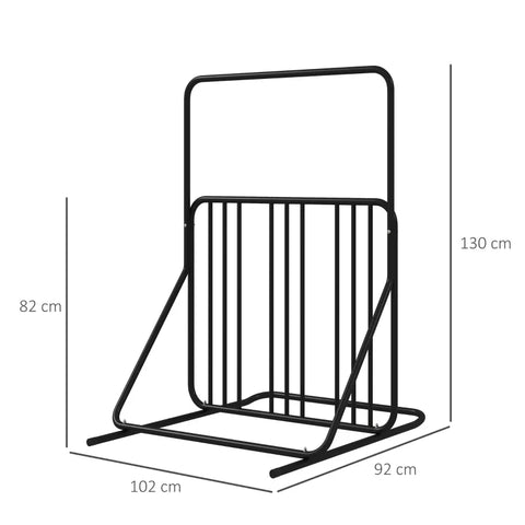 Rootz Bicycle Stand - 4 Bicycles - Weather Resistant - Additional Holder - Steel - Black - 102 x 92 x 130 cm