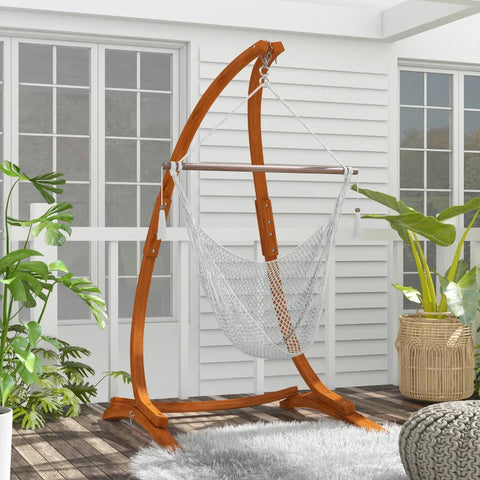 Rootz Hammock Stand - Free Standing - Height Adjustable - Hanging Chairs - Larch Wood - Brown - 119cm X 120cm X 202cm