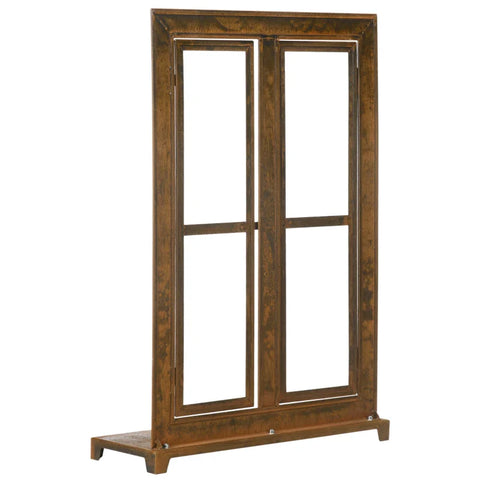 Rootz Garden Window Frame - Decorative Window - Vintage - Lockable Latch - Brown - 55cm x 19cm x 80cm