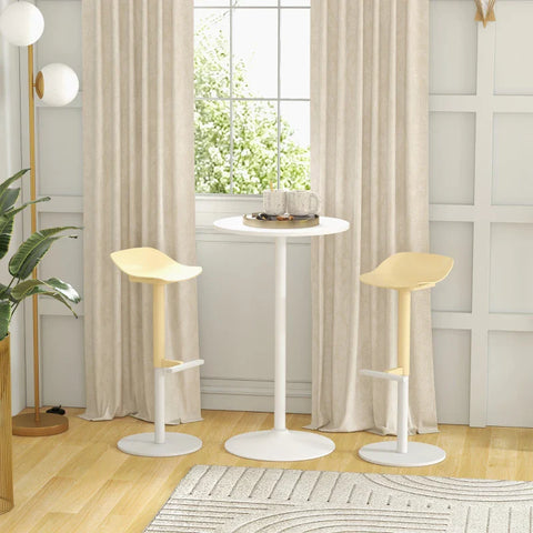 Rootz Bar Table - Table For 2 People - Modern Design - Round Table - Powder-coated Steel - White - 60 x 60 x 102 cm