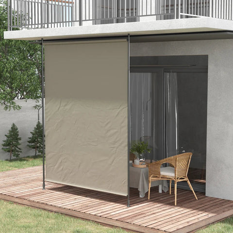 Rootz Side Awning - Installation Without Drilling - Height Adjustable - With Hand Crank - Metal Frame - Sand - 2 x 2.15-3.05 m