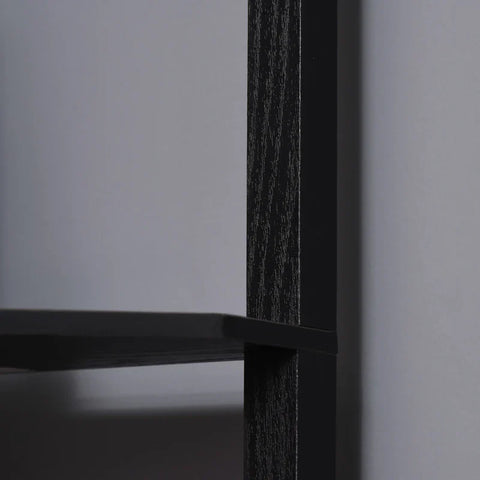 Rootz Floor Lamp - Triangular Design - 3 Shelves - Fabric Lampshade - MDF- Imitation Linen - Black + White - 50x37x159 cm
