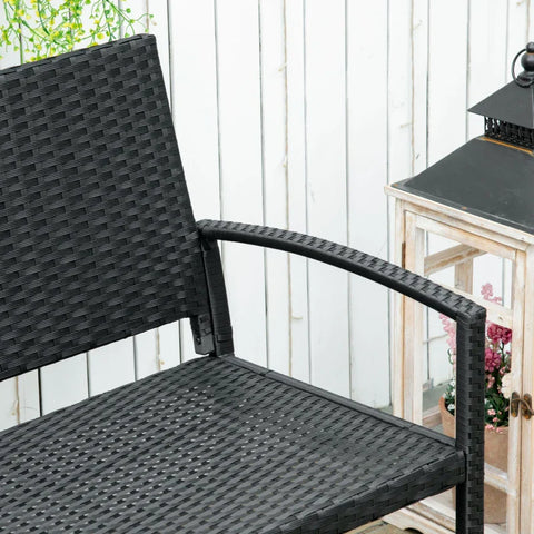 Rootz Garden Bench - Rattan Look - With Steel Frame - For 2 People - Outdoor Garden Conservatory Chair - Black - 122 x 60 x 85 cm
