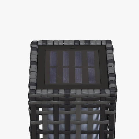 Rootz Garden Light - Outdoor Light With Solar Module - Automatic Switch-on - 8 H Operating Time - Rattan Look - Steel - Gray - 15.5 x 15.5 x 46 cm