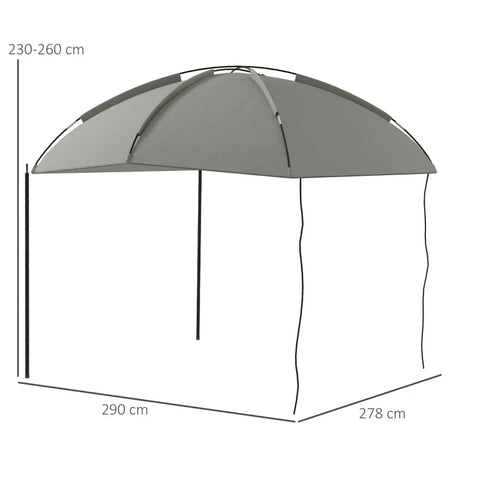 Rootz Car Awning - Rear Tent - Included - Transport Bag - Support Pole - Ground Spikes - Carry Bag - Polyester Taffeta-fiberglass-steel - Light Gray - 290L x 278W x 230-260H cm