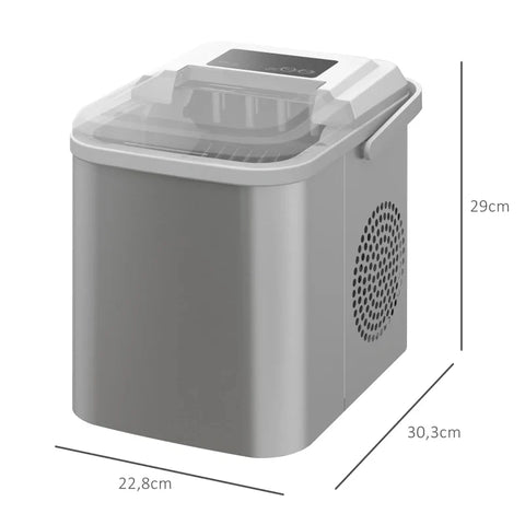 Rootz Ice Cube Machine - 12 KG In 24 Hours - Self-cleaning Function - Ice Cream Scoop - Shovel Kitchen - Office - Plastic+copper - White - 22.8L x 30.3W x 29H cm