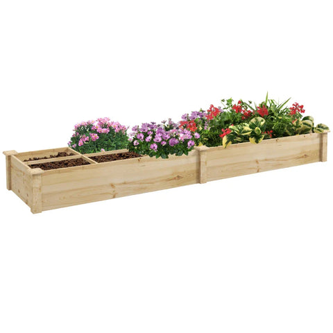 Rootz Raised Bed - Planter Box - 2 Pieces - Open Bottom - Wood Frame - Fir Wood - Easy Assembly - Natural - 237 x 60 x 25cm