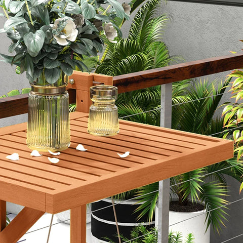 Rootz Hanging Table - Height Adjustable - Garden Table - Weatherproof - Outdoor Folding Table - Pinewood - Teak Wood - 68W x 65D x 40.5 -55H cm