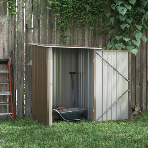 Rootz Tool Shed - Steel Garden Shed - Garden Tools - Compact Shed - Metal Tool Shed - Brown - 100 x 103 x 160cm
