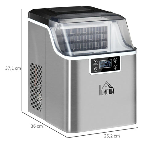 Rootz Ice Cube Machine - Ice Cube Dispenser - Ice Maker - Ice Cube Maker With 3.2l Water Tank - Silver - 25.2L x 36W x 37.1H cm