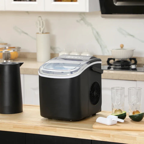Rootz Kitchen Appliances - Ice Cube Machine - Dispenser - Egg Cube Maker - Stainless Steel - Black - 22.2L x 29.4W x 29H cm
