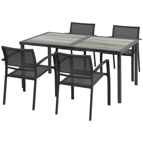 Rootz Garden Furniture Set - Garden Seating Group - 5-piece - Weather Resistant - SPCC Plastic - Gray - 150 x 87 x 72 cm