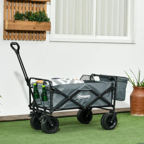 Rootz Handcart Roof - Foldable - Cooler Bag - Carry Bag - Steel Frame - 600D Oxford Polyester - Plastic - Dark Gray - 113L x 57W x 77-100H cm