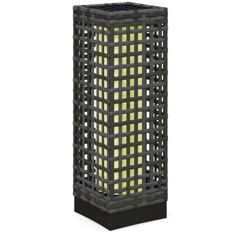 Rootz Garden Light - Outdoor Light With Solar Module - Automatic Switch-on - 8 H Operating Time - Rattan Look - Steel - Gray - 15.5 x 15.5 x 46 cm