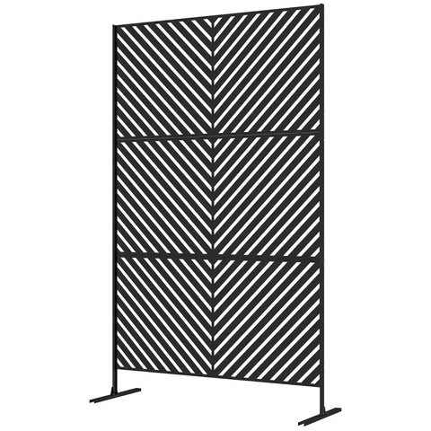 Rootz Privacy Screen - Garden Partition - Outdoor Privacy Screen - Geometric Shapes - Metal - Black - 122 x 45 x 198 cm