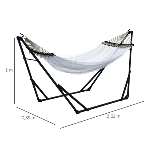 Rootz Hammocks - Hanging Chairs - Hammock Stand - Hooks - Carry Bag - Chair Stand - Suitable Balcony - Nylon Fabric - Steel-polyester - Black-white - 263l X 89W X 100hcm