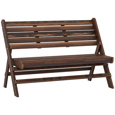 Rootz Garden Bench - 2 Person - Rustic Design - Folding Garden Bench - Carbonized Finish - Natural Wood - Charred - 122 x 63 x 83 cm
