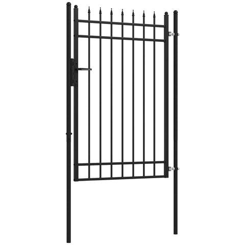 Rootz Garden Gate - Garden Fence - Lock and Key - Decorative Tips - Stainless Steel - Black - 107x204cm