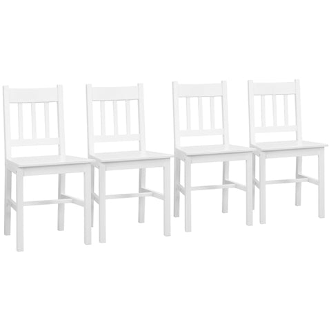 Rootz Dining Room Chairs - Kitchen Chairs - Solid Wood - Water-repellent - 4 Wooden Chairs - Pinewood - White - 41 Cm X 46.5 Cm X 85.5 Cm