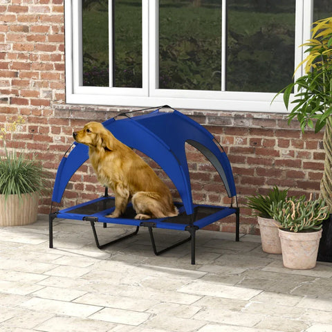 Rootz Dog Beds - Dog Sofas - Weather Resistant - Raised Frame - Pet Bed - Water-repellent - Oxford, Steel-breathable Mesh-polyester - Dark Blue - 106L x 76W x 94H cm