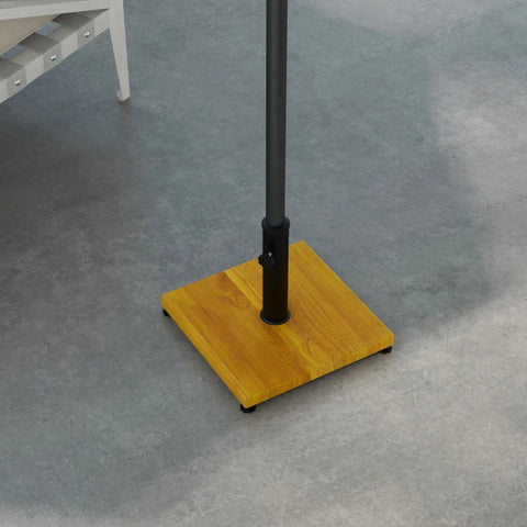 Rootz Umbrella stand - Parasol Base - 25kg - Wood Effect - Concrete Fill - Weatherproof - Metal - Yellow - 45L x 45W x 33.5H cm