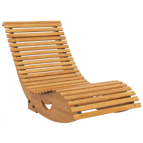 Rootz Rocking Chair - Wooden Rocking Lounger - Ergonomic Garden - Lounger S-shape - Fir Wood - Pine Wood - Teak Wood - 130L x 60W x 60H cm