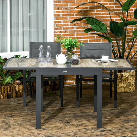 Rootz Extendable Garden Table - Outdoor Dining Table - Easy To Clean - Aluminum Frame - Wood Look - Beige - 160 x 80 x 75 cm