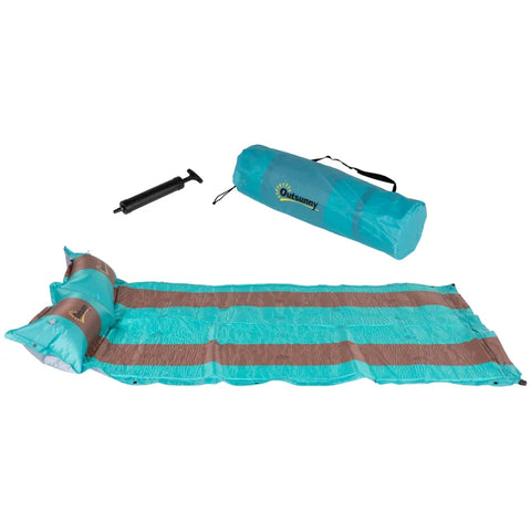 Rootz Camping Mat - Travel Bag - Camping Mat - Pump - Self-inflating - Lightweight - Water-repellent - Plastic-foam - Blue-coffee - 192L x 135W x 3H cm