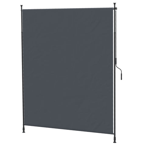 Rootz Side Awning - Installation Without Drilling - Height Adjustable - With Hand Crank - Metal Frame - Gray - 2 x 2.15-3.05 m