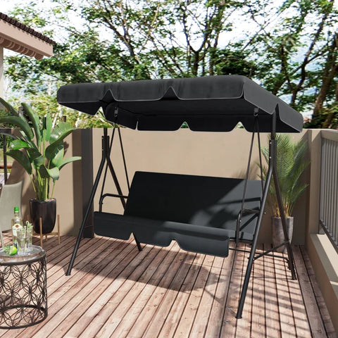 Rootz Garden Swing - Hollywood Swings - Replacement Roof - Canopy - UV50+ Protection - Protection Rain - Foldable - Space-saving - Polyester - Black - 192 X 144 Cm