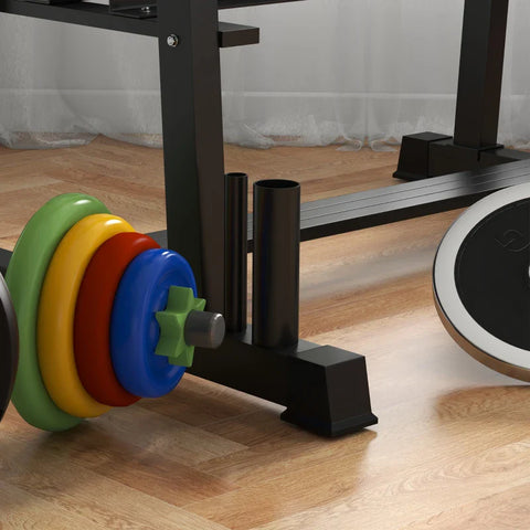 Rootz Dumbbell Stand - Kettlebell - Weight Plates - 3 Tier - Adjustable - Steel - Black - 131 x 75 x 80 cm