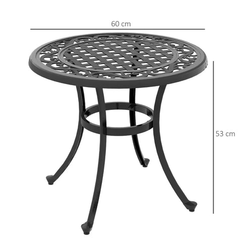 Rootz Garden Table - Lounge Table - Balcony Table - Side Table - Vintage Design - Cast Aluminum - Black - 60 X 60 X 53 Cm