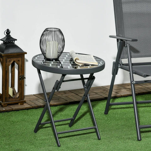Rootz Garden Table - Folding Table - Garden Folding Table - Round - Weatherproof - Foldable - Black - Ø45 x 50 cm
