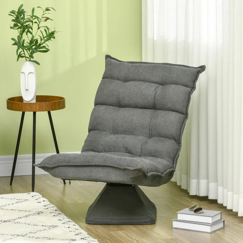 Rootz Floor Sofa - Recliner - Reading Chair - Swivel Linen Look - Gray - 62cm x 70cm x 95cm