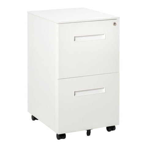 Rootz Rolling Container - Filing Cabinet - Partition - Centrally Lockable - Steel Housing - 5 Wheels - White - 39 x 48 x 67 cm