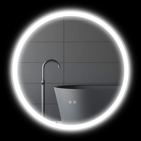 Rootz LED Bathroom Mirror - Backlight - Touch Function - Wall Mirror - Anti-fog Function - Glass - White + Silver - Ø80 x 3.3 cm