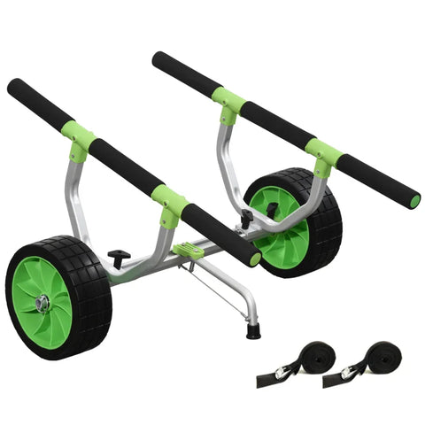 Rootz Boat Trolley - Adjustable Width - Load Capacity Up To 100 Kg - Aluminum - Black + Green - 79 x 72.5 x 42 cm