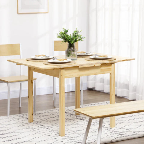 Rootz Dining Table - Made Of Solid Wood - Folding Table - Extendable - Natural - 120cm x 80cm x 75cm