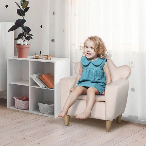 Rootz Children's Armchair - For Children 3-5 Years - Soft Fabric Cover - Eucalyptus Wood Frame - Polyester - Light Pink - 50 x 42 x 58cm
