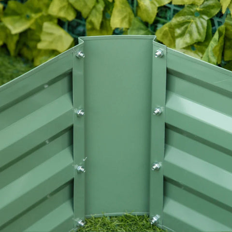 Rootz Planter Box Set of 2 - Open Bottom Flower Box - Raised Garden Bed - Steel Frame - Green - 2 x 100 x 100 x 30 cm