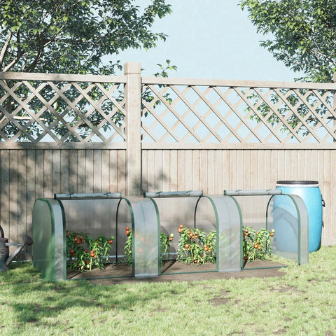 Rootz Foil Greenhouse - Three Roll-up Doors - Garden Backyard With Zipper Doors - Tunnel Greenhouse - Steel Frame - Transparent - 295 x 100 x 80 cm