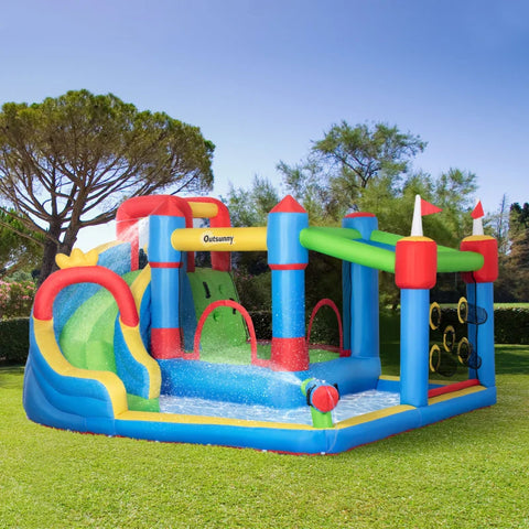 Rootz Bouncy Castle Including Blower - Fairytale Castle - Indoor And Outdoor - Colorful  - 390 cm x 300 cm x 197 cm
