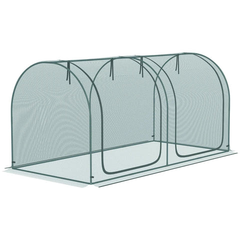 Rootz Plant Protection Net - 2 Roll-up Doors - Steel Frame - Including Carry Bag - Dark Green - 2.49 x 1.2 x 1.2m