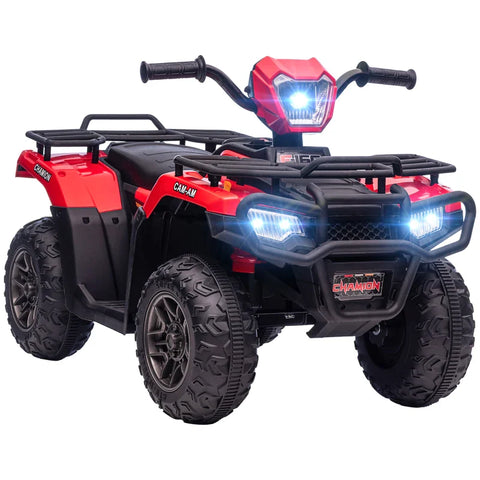 Rootz Children's Electric Quad - Max. 4 Km/h - From 3 Years - LED Headlight - Music Connection - Black + Red - 88 x 45 x 50 cm