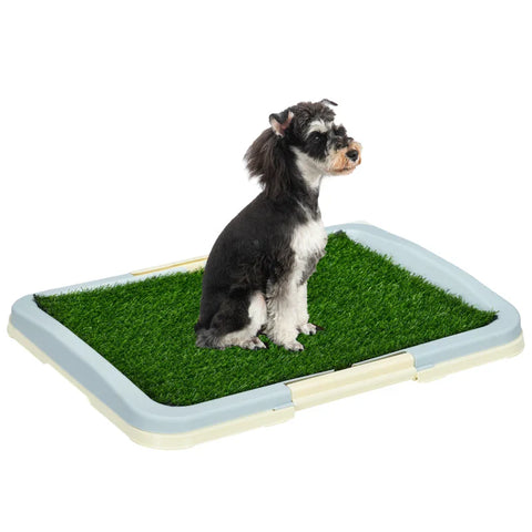 Rootz Dog Toilet - Puppy Toilet - 2 Layers - Artificial Grass - Reusable - Puppy Training Pad - Green + White - 63 x 48.5 x 6 cm